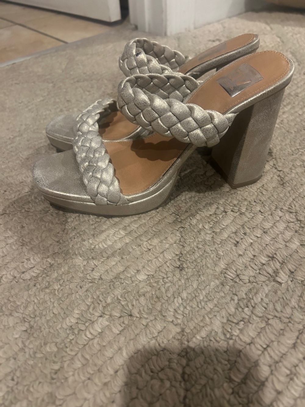 Dolce Vita Braided Metallic Block Heel Mule - Silver
